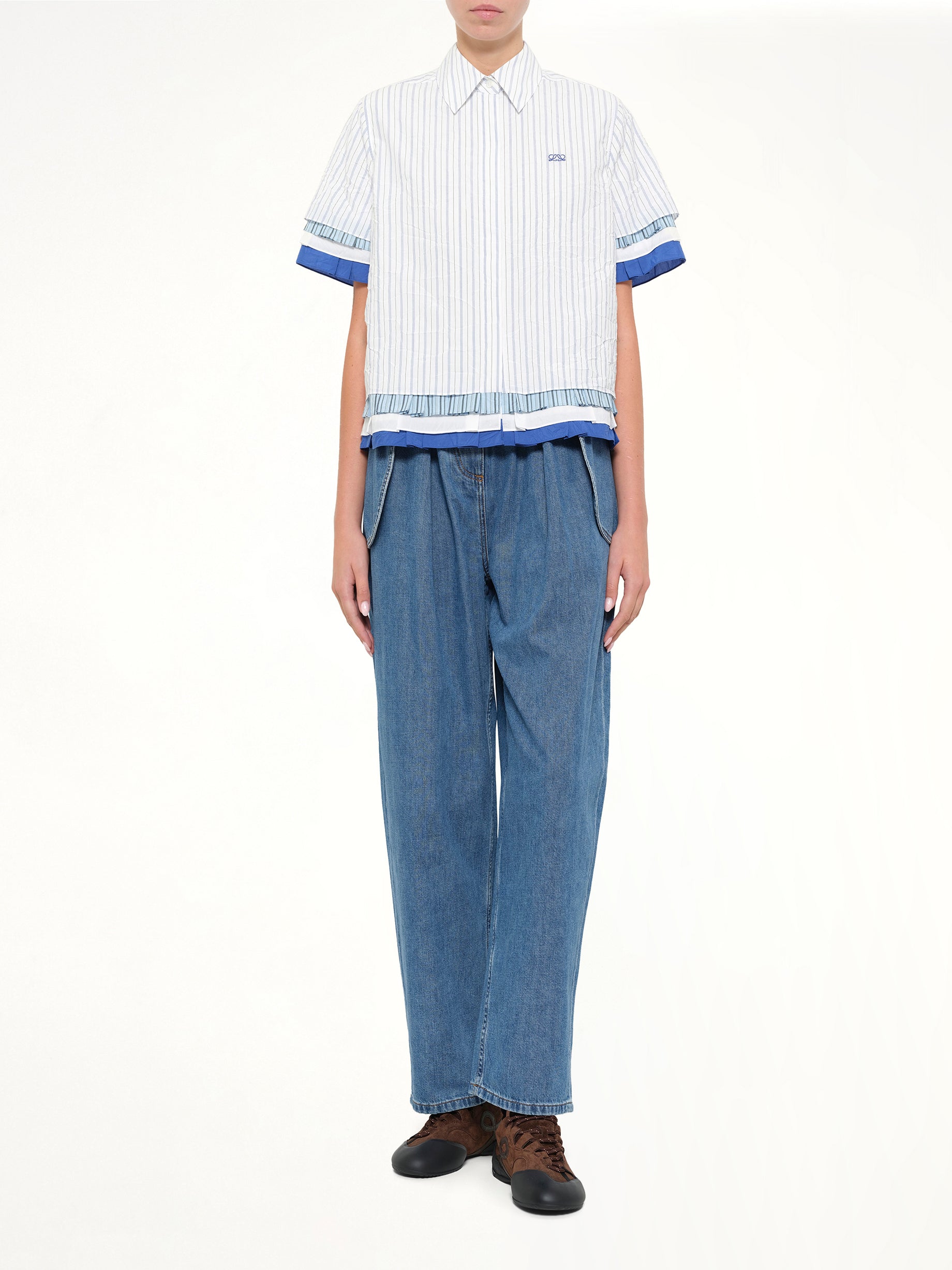 LOEWE Short Sleeve Shirt in White/Multicolor Full Reference from MARAIS