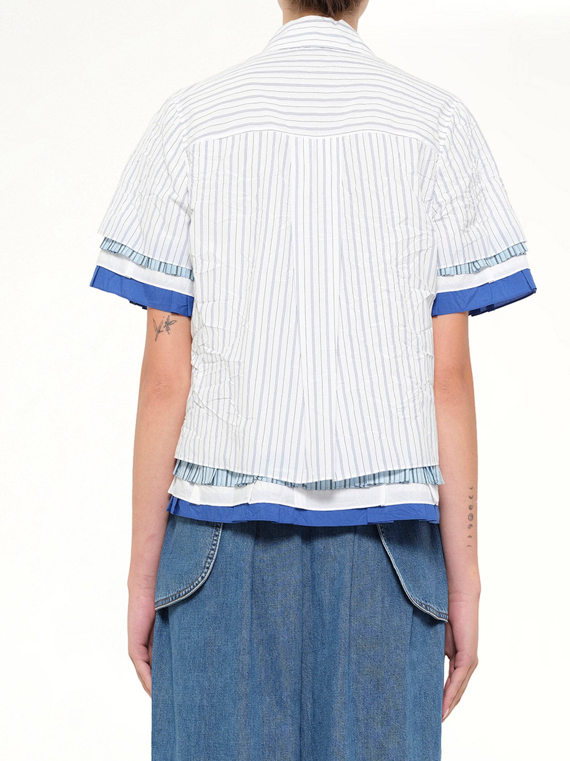 LOEWE Short Sleeve Shirt in White/Multicolor Back View from MARAIS