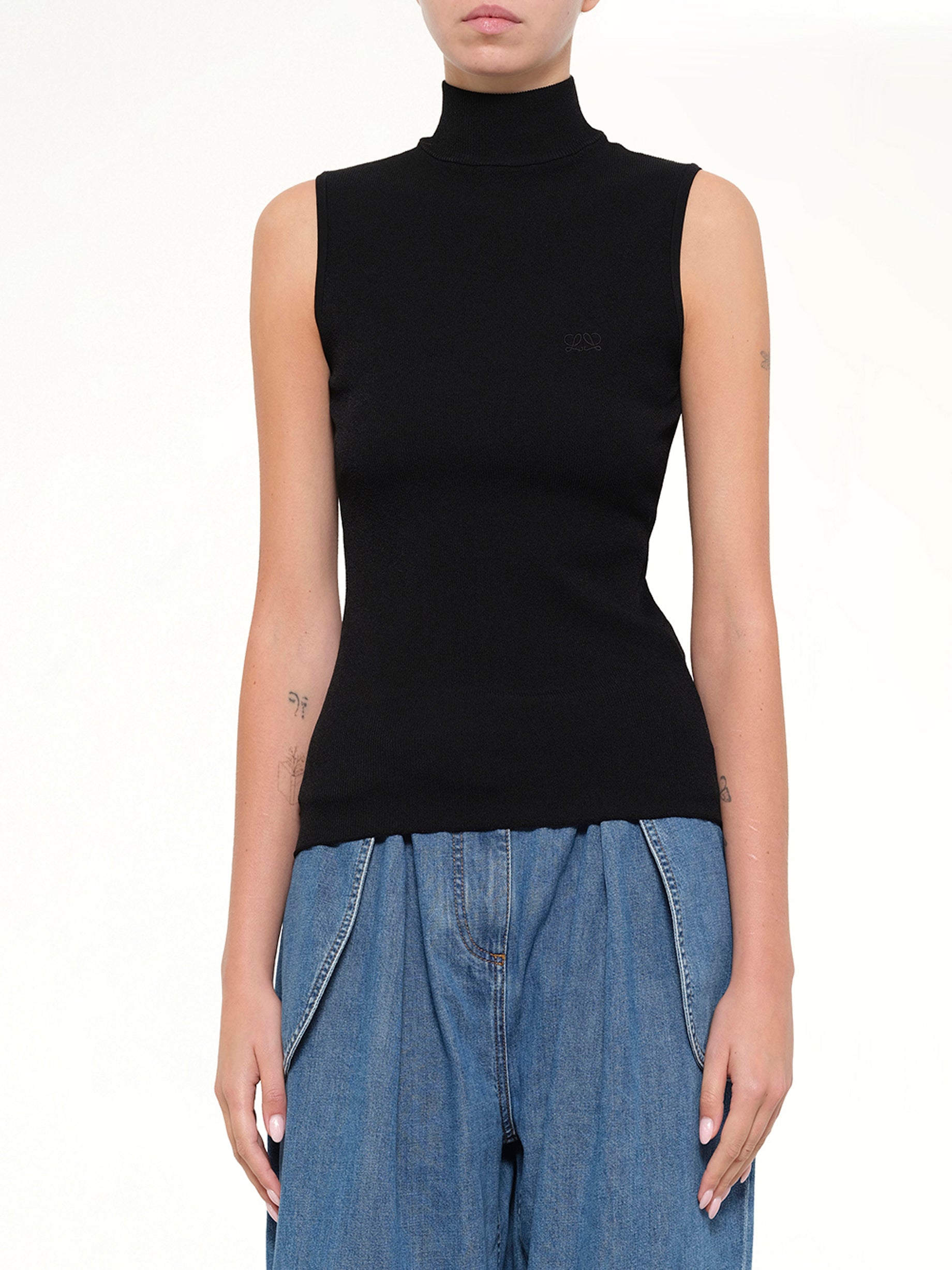 LOEWE Sleeveless Top in Black Detail Shot from MARAIS