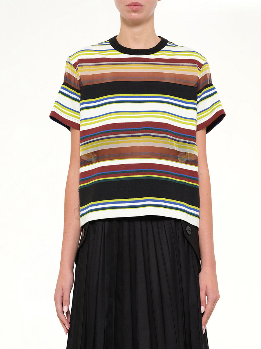 Stripe Cotton Jersey T-Shirt in Yellow