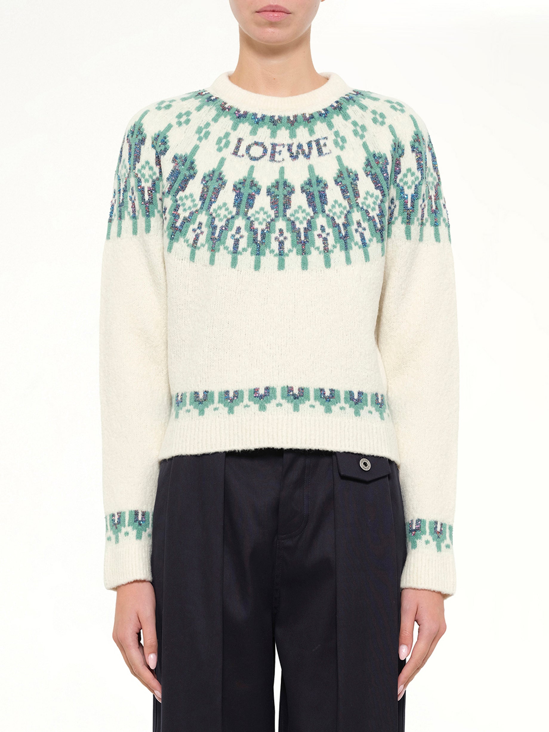 Sweater in White/Mint