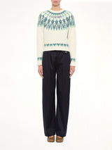 Sweater in White/Mint