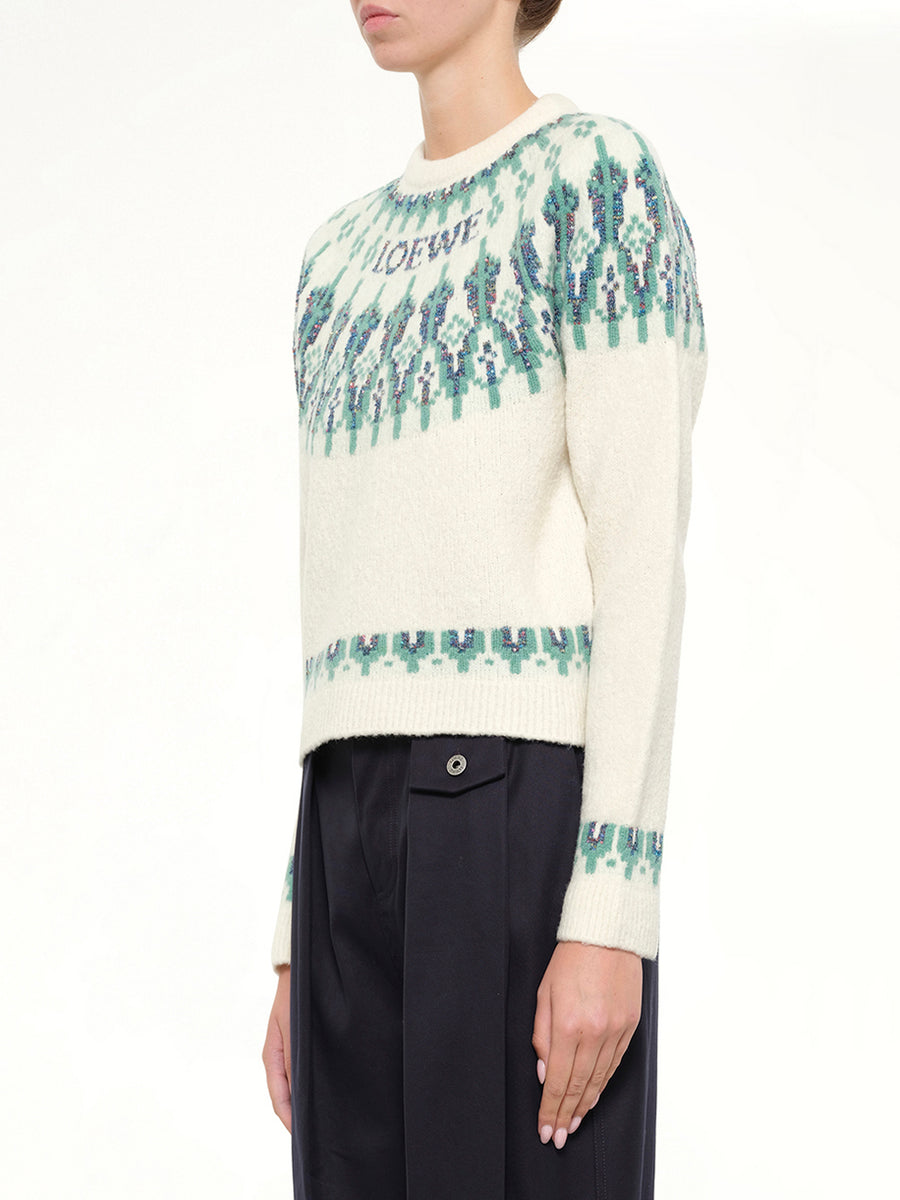 Sweater in White/Mint