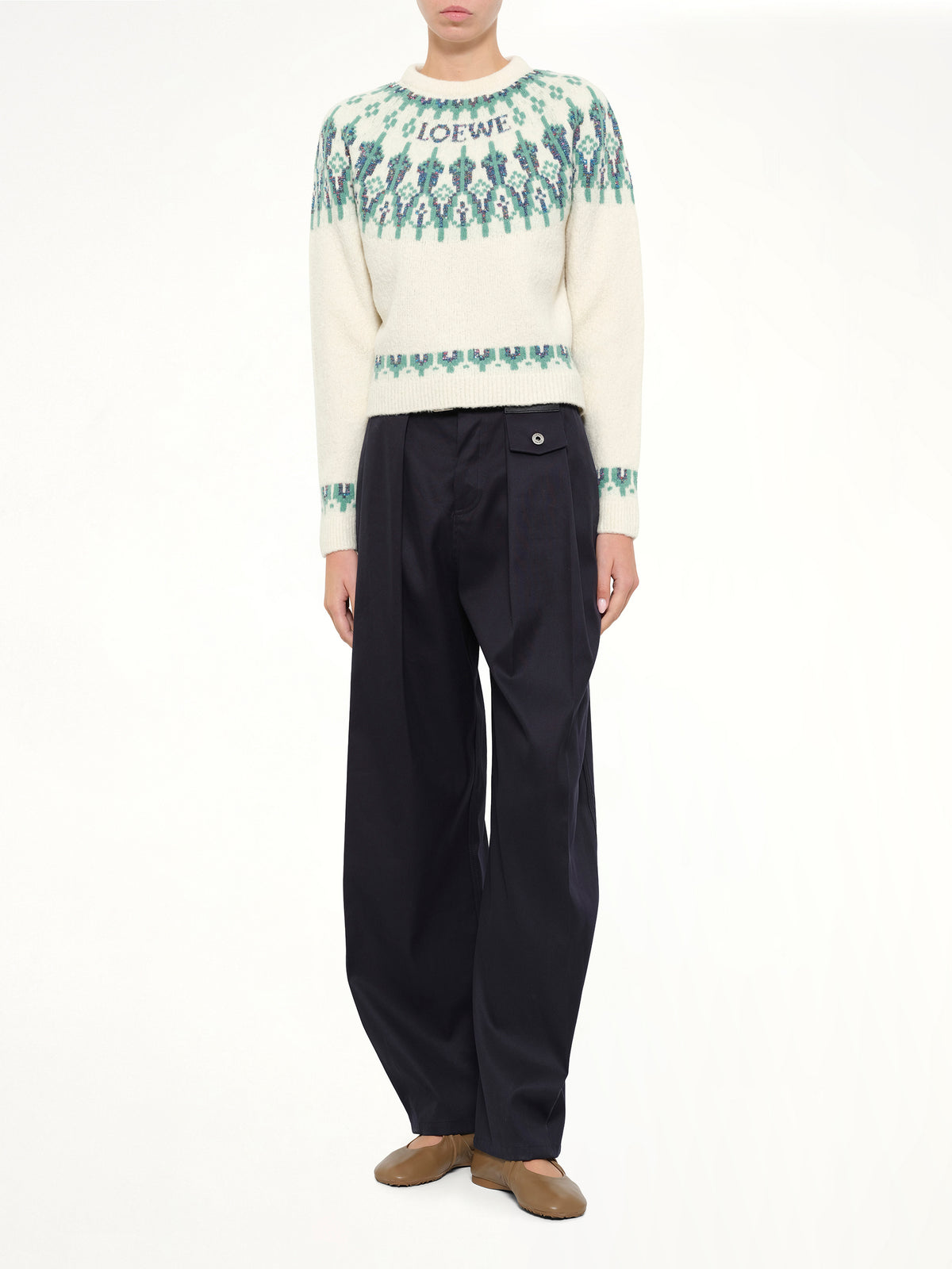 Sweater in White/Mint