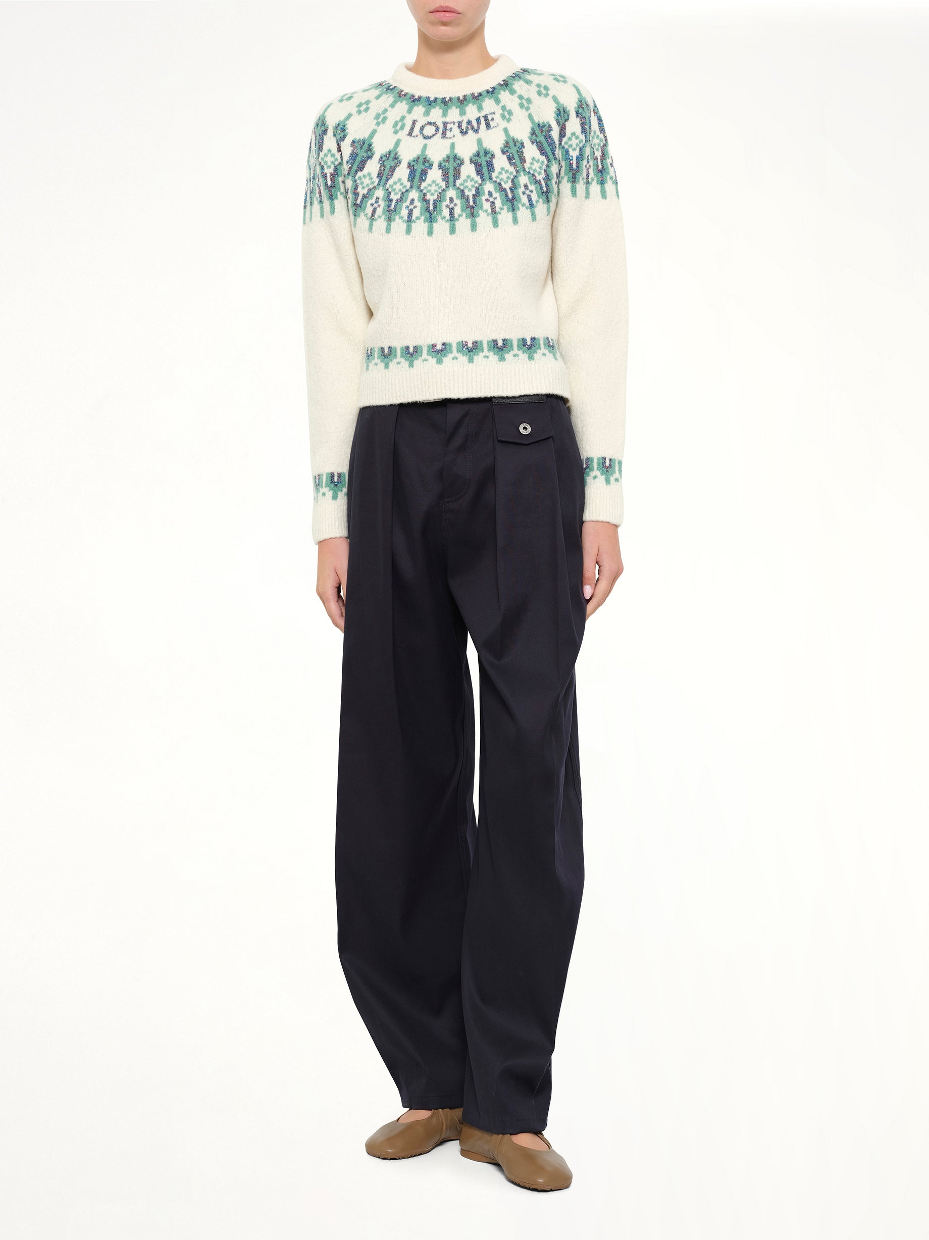 Sweater in White/Mint