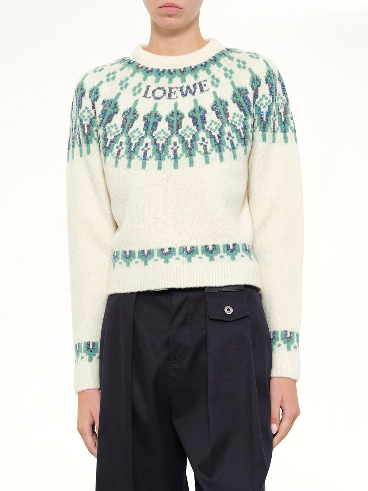 Sweater in White/Mint