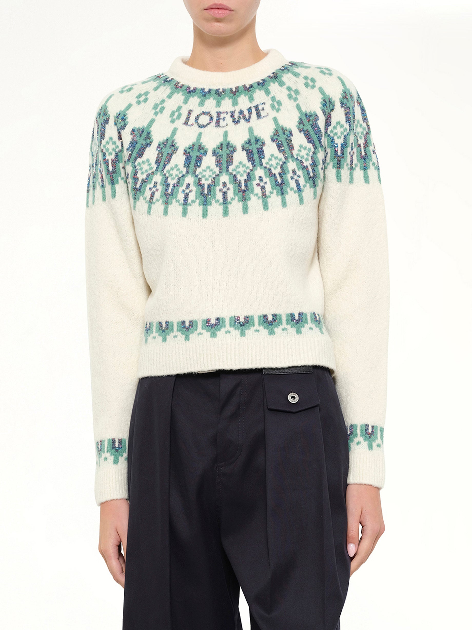 Sweater in White/Mint