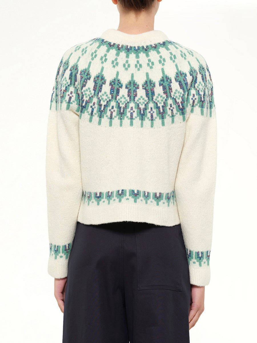 Sweater in White/Mint