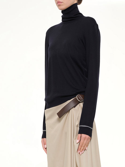 Turtleneck Sweater in Navy/Grey