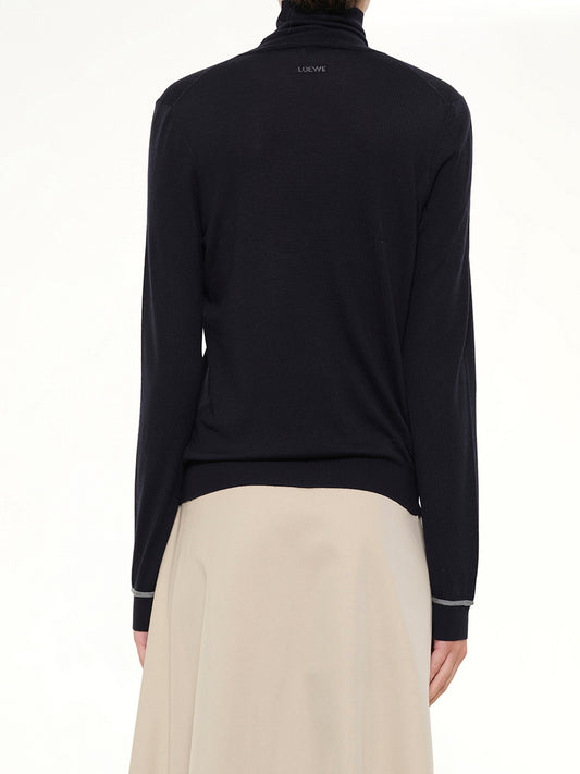 Turtleneck Sweater in Navy/Grey