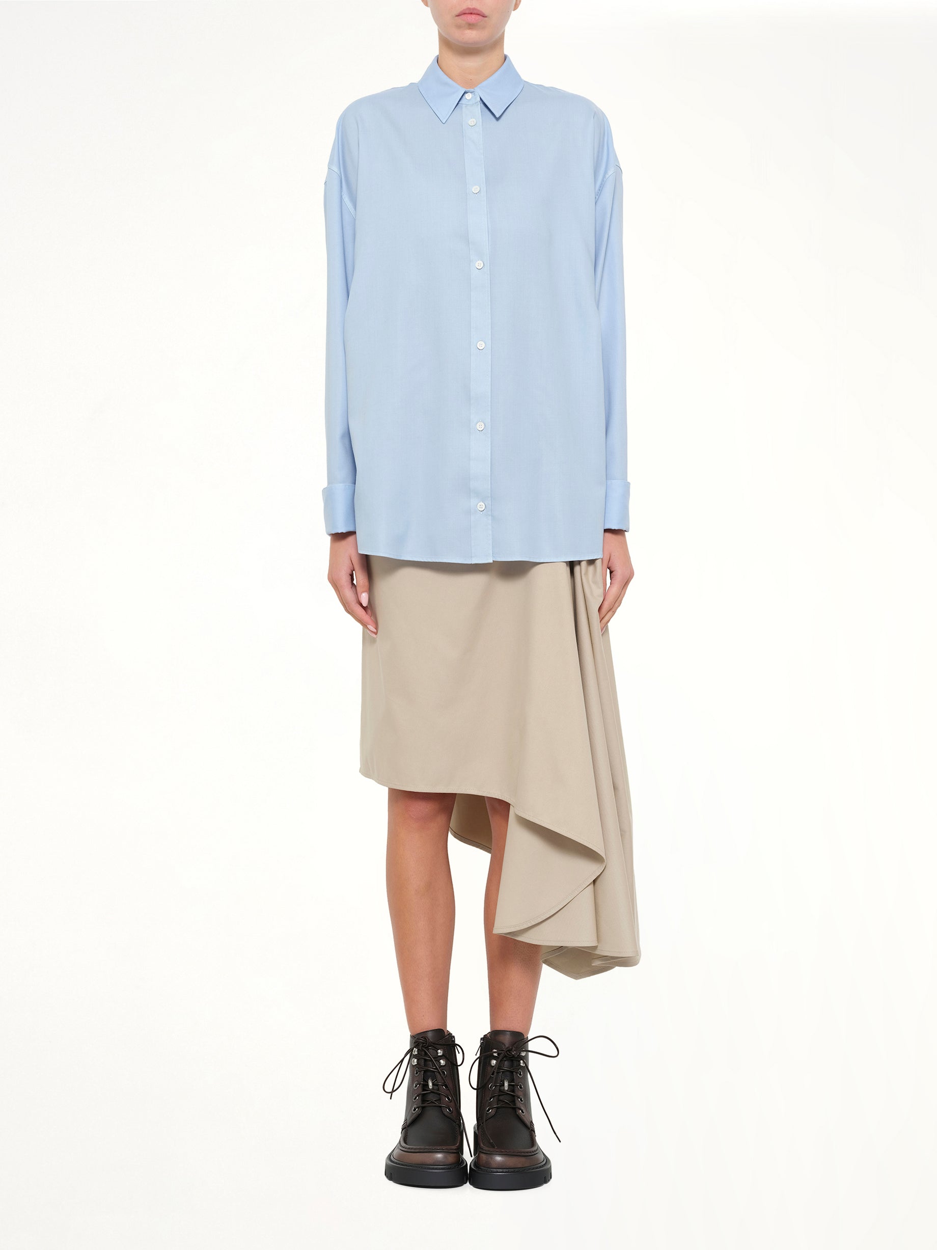 Wool-Silk Shirt in Blue