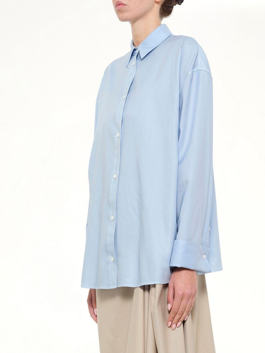 Wool-Silk Shirt in Blue