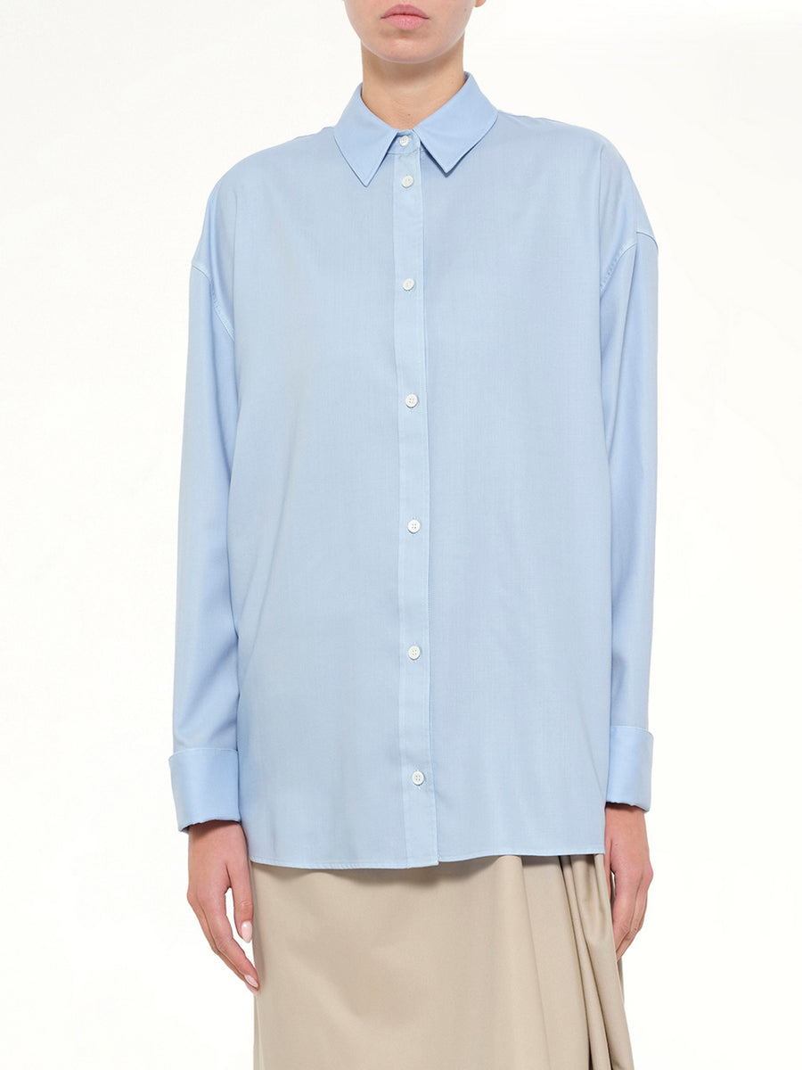 Wool-Silk Shirt in Blue