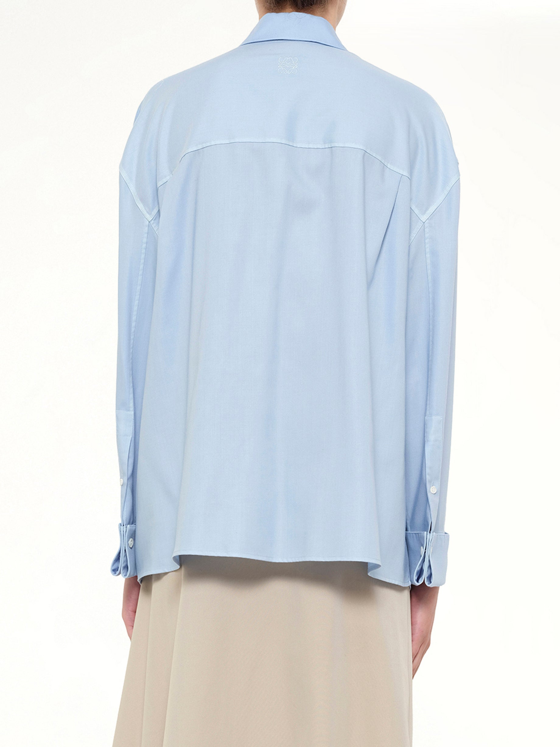 Wool-Silk Shirt in Blue