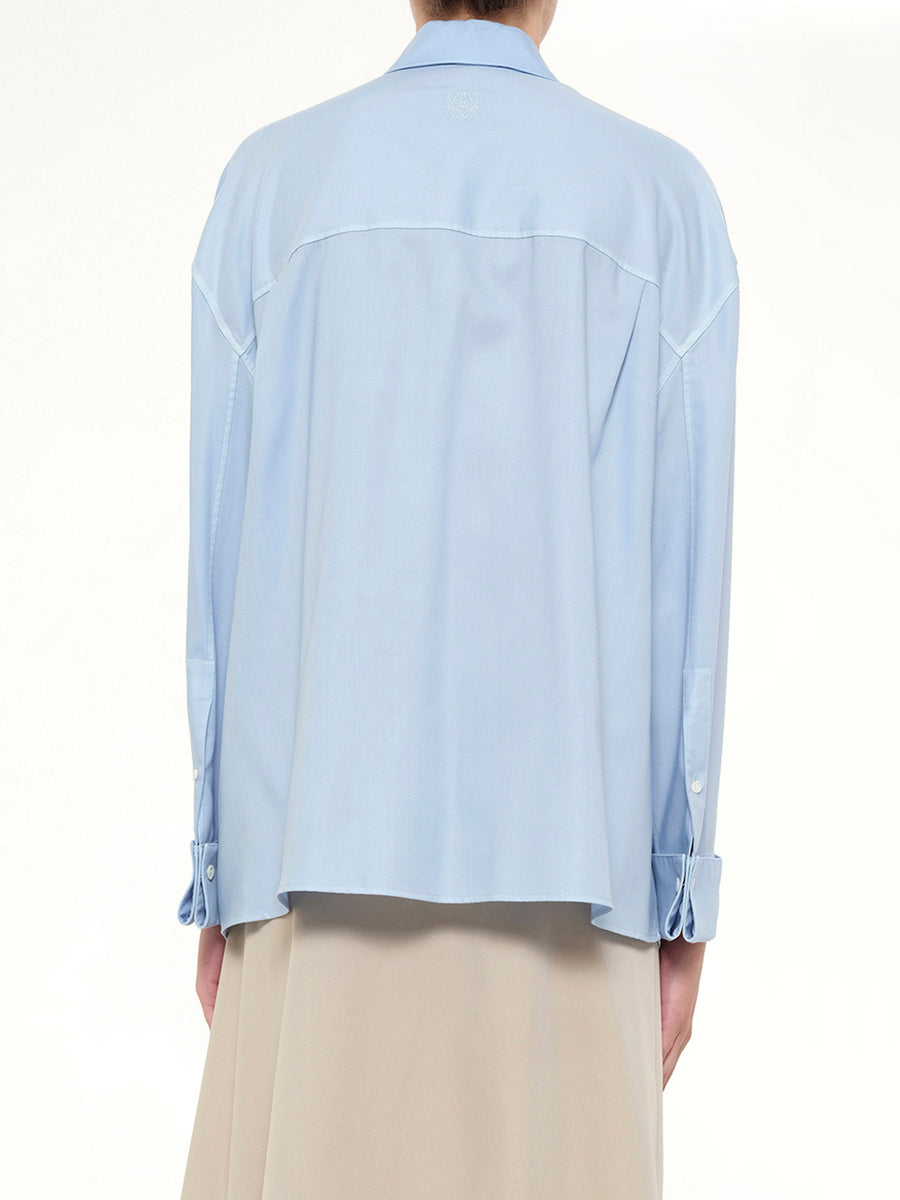 Wool-Silk Shirt in Blue