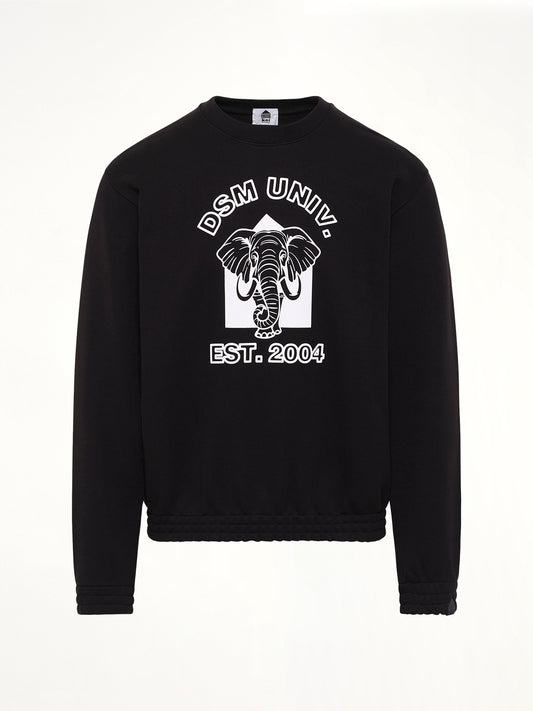 Pile Knit Cotton Sweatshirt in Black