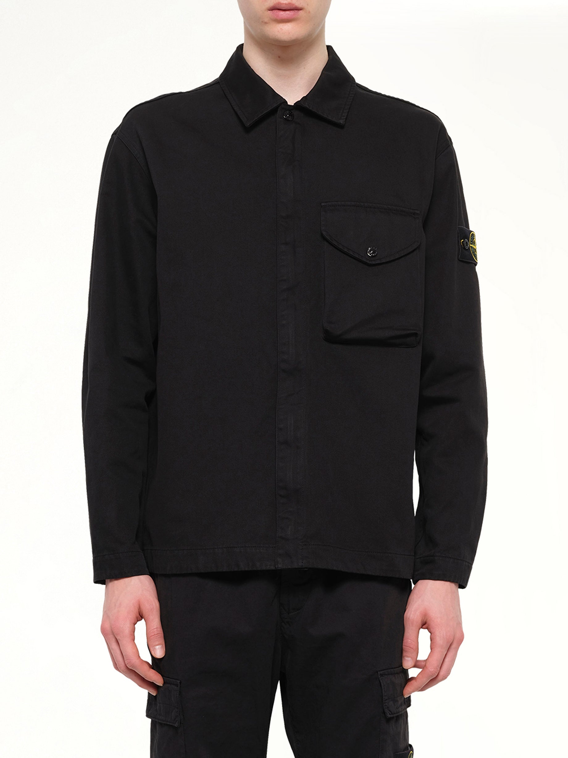 1200001 Dense Cotton Twill Shirt in Black