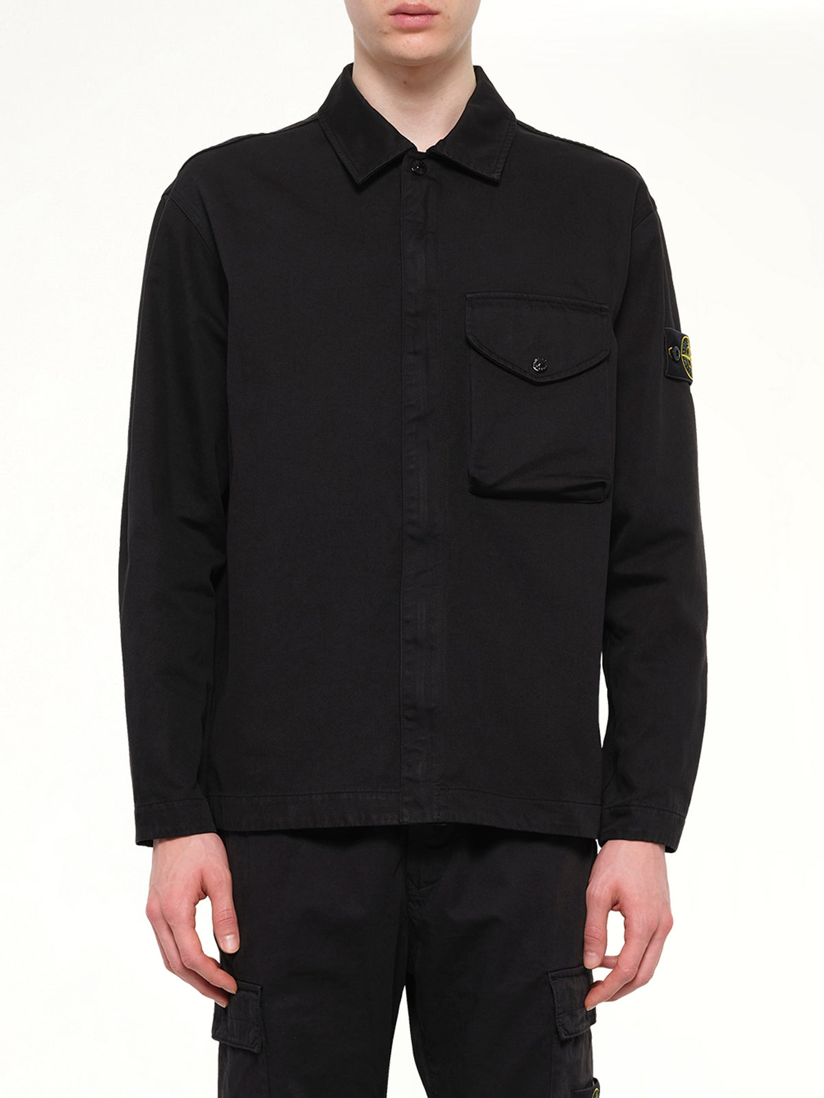 1200001 Dense Cotton Twill Shirt in Black
