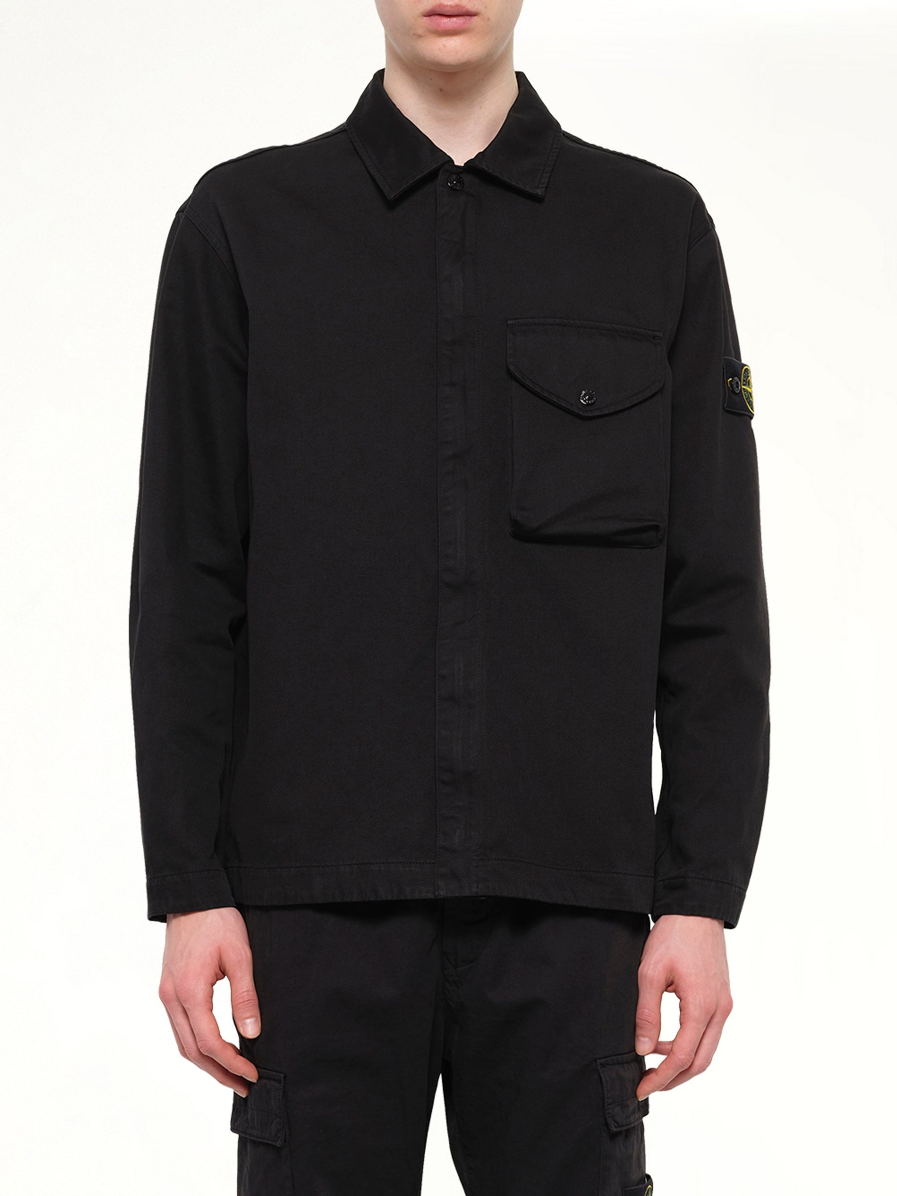 1200001 Dense Cotton Twill Shirt in Black