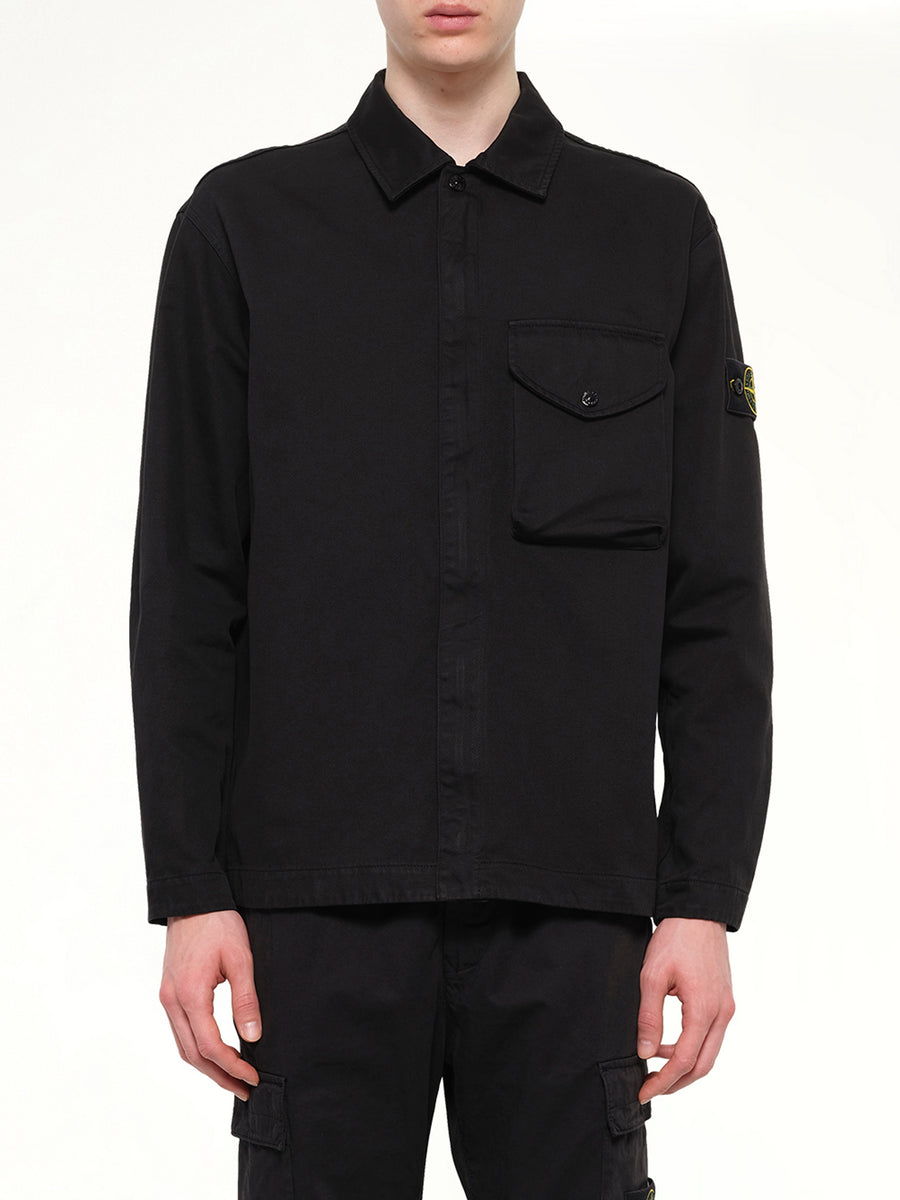1200001 Dense Cotton Twill Shirt in Black