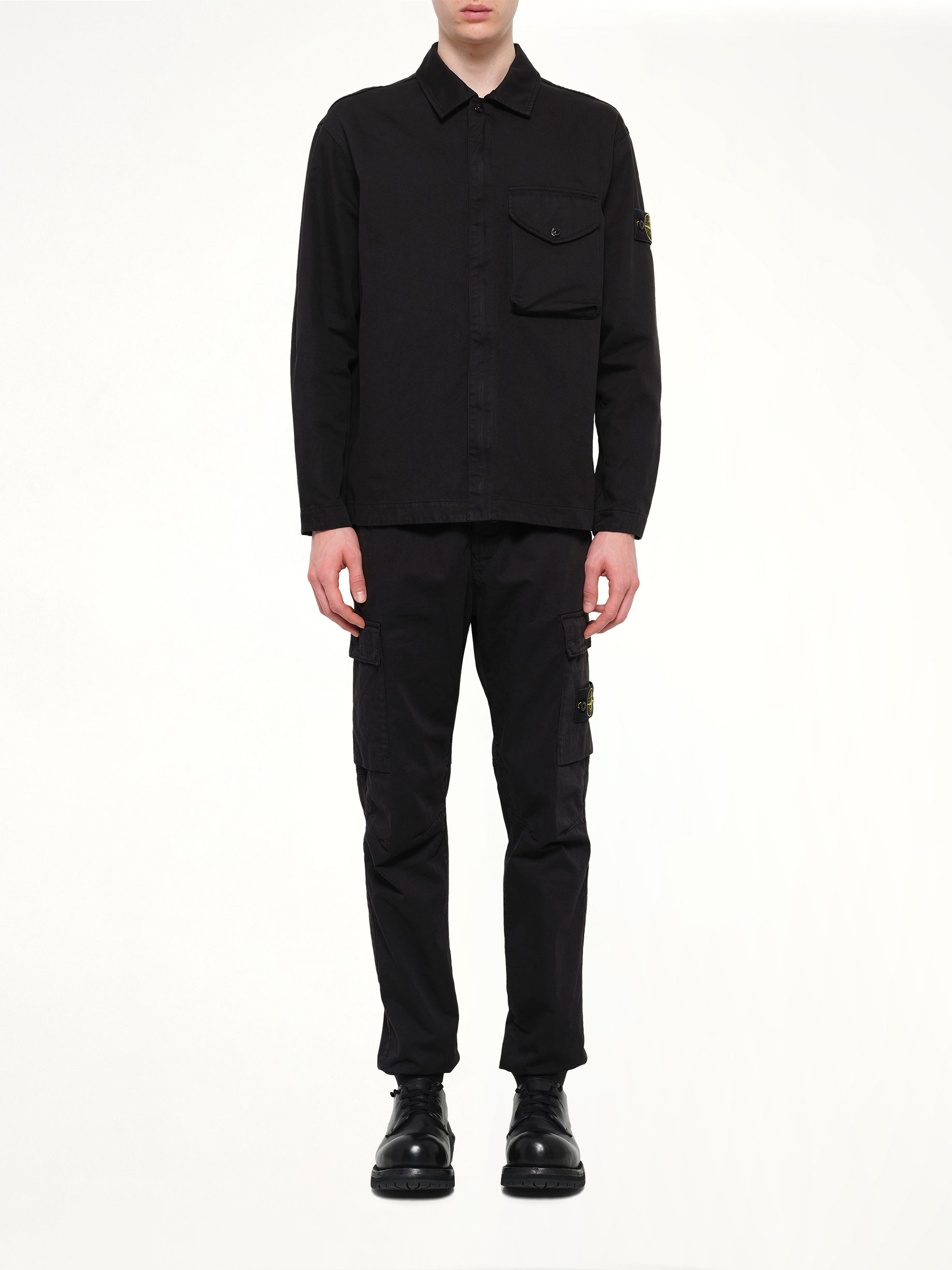 1200001 Dense Cotton Twill Shirt in Black