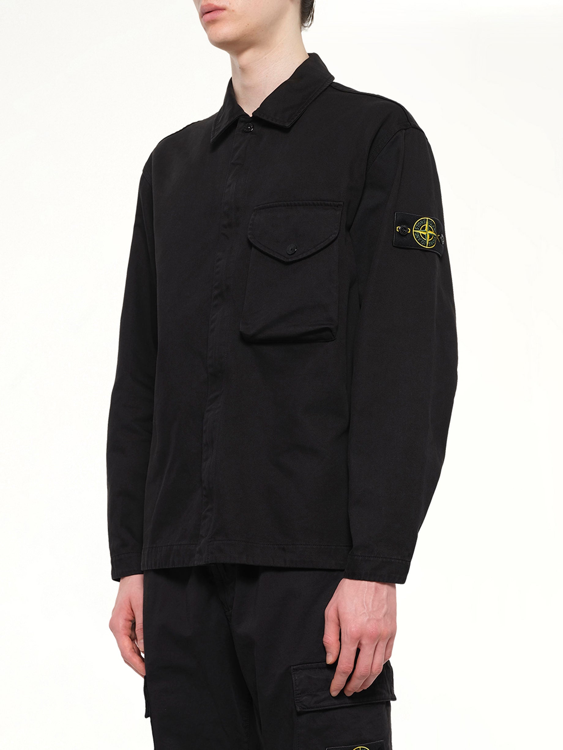 1200001 Dense Cotton Twill Shirt in Black