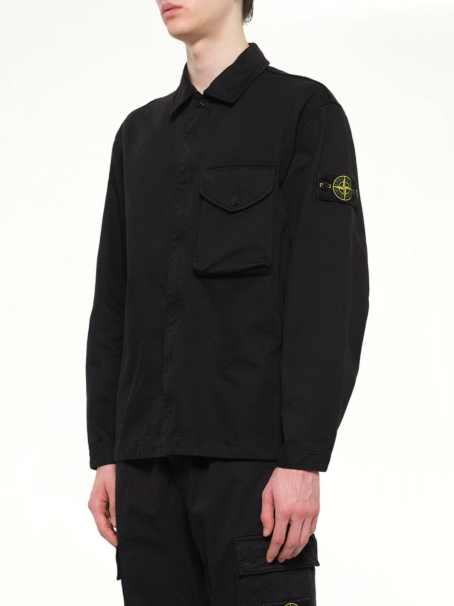 1200001 Dense Cotton Twill Shirt in Black