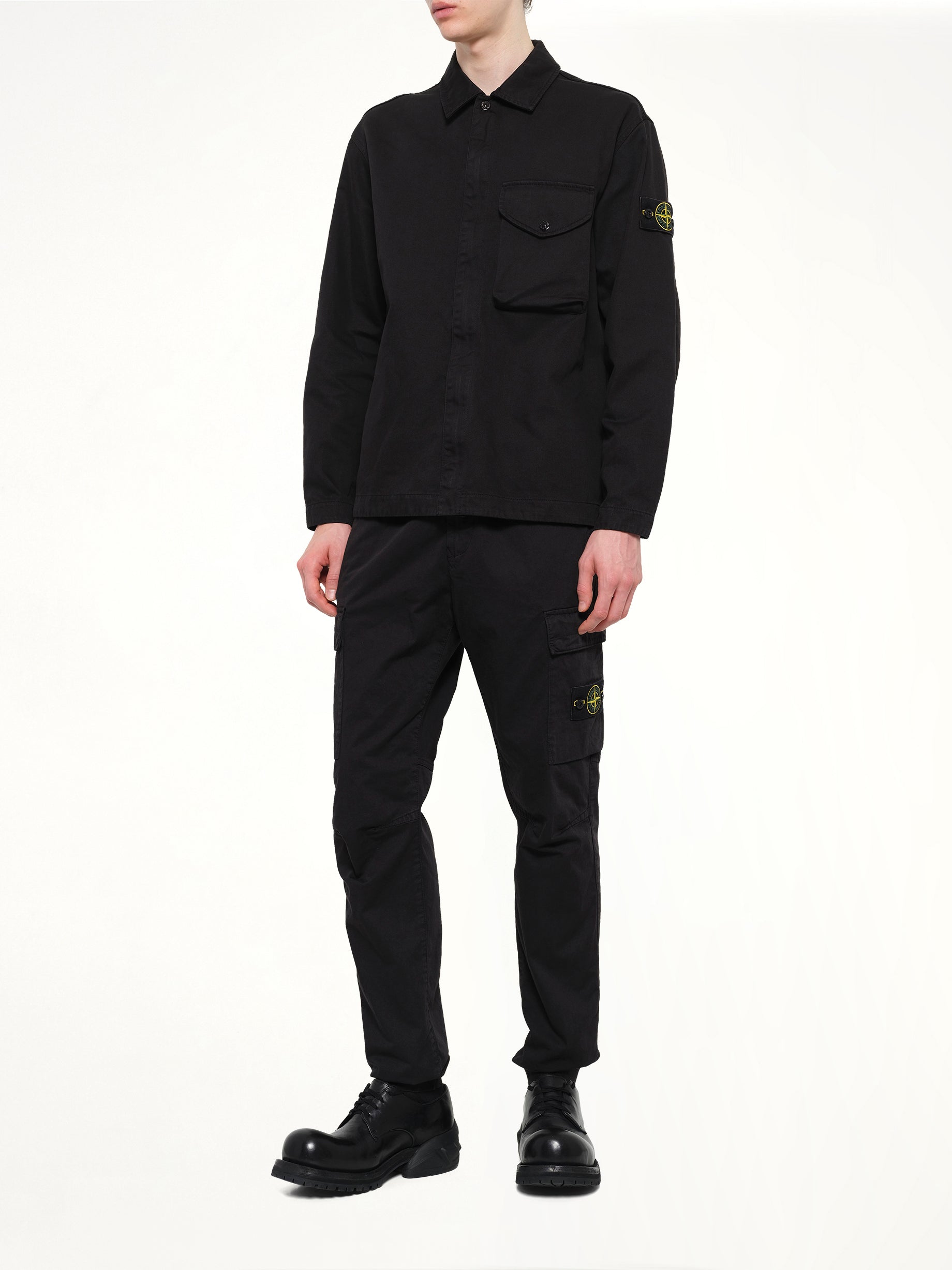 1200001 Dense Cotton Twill Shirt in Black