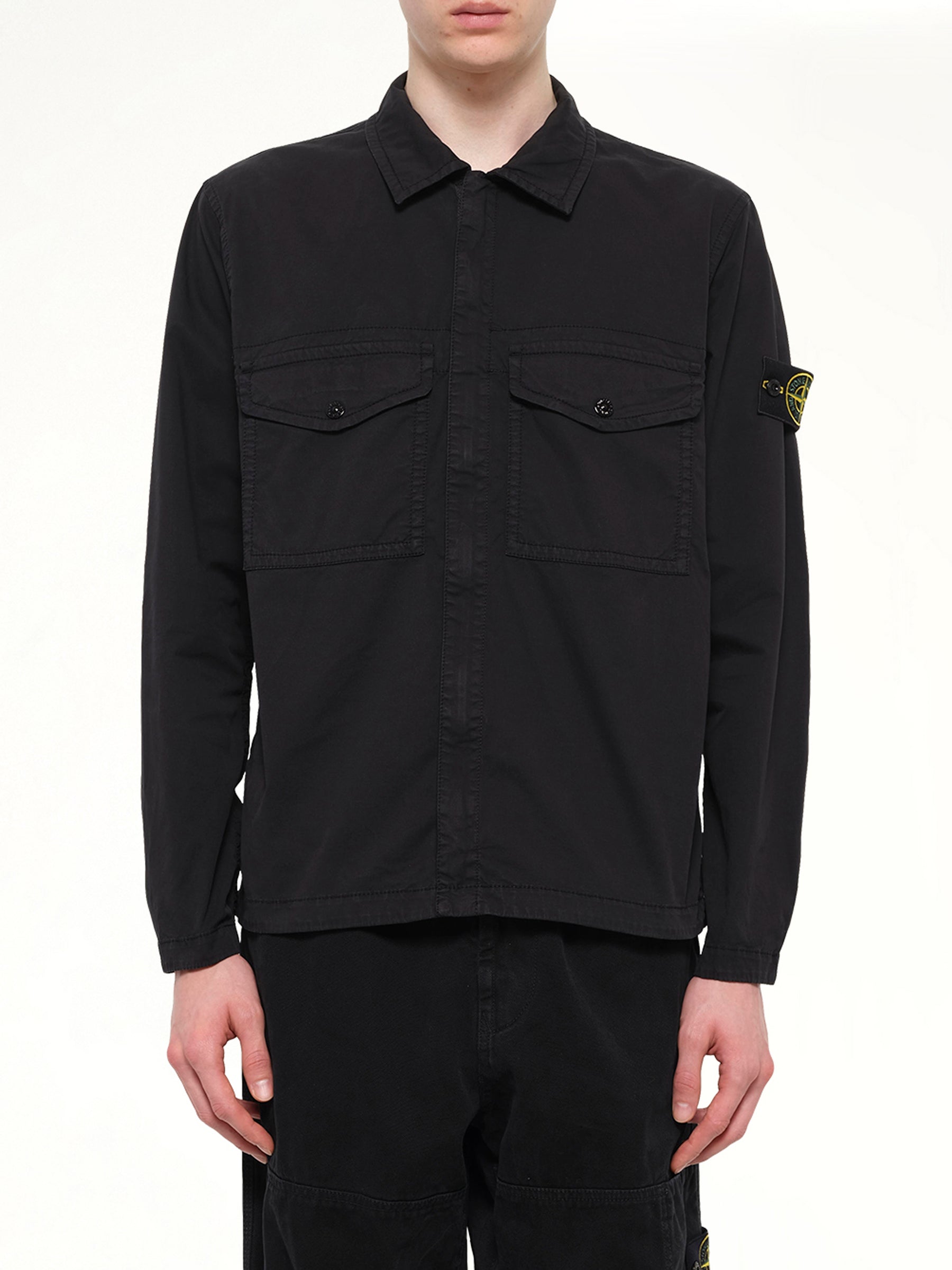 1200003 Stretch Organic Cotton Shirt in Black