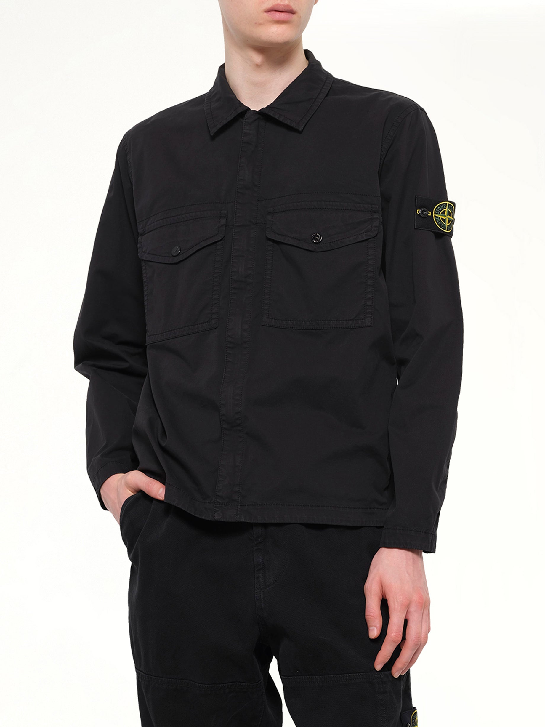 1200003 Stretch Organic Cotton Shirt in Black