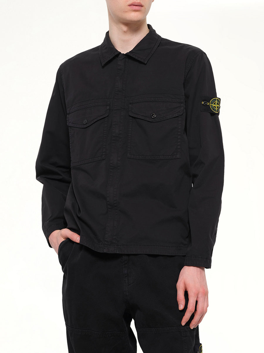1200003 Stretch Organic Cotton Shirt in Black