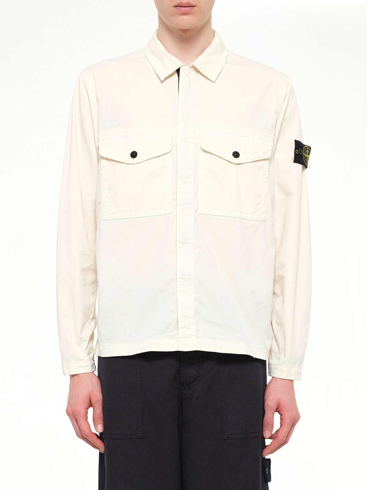 1200003 Stretch Organic Cotton Shirt in Ivory