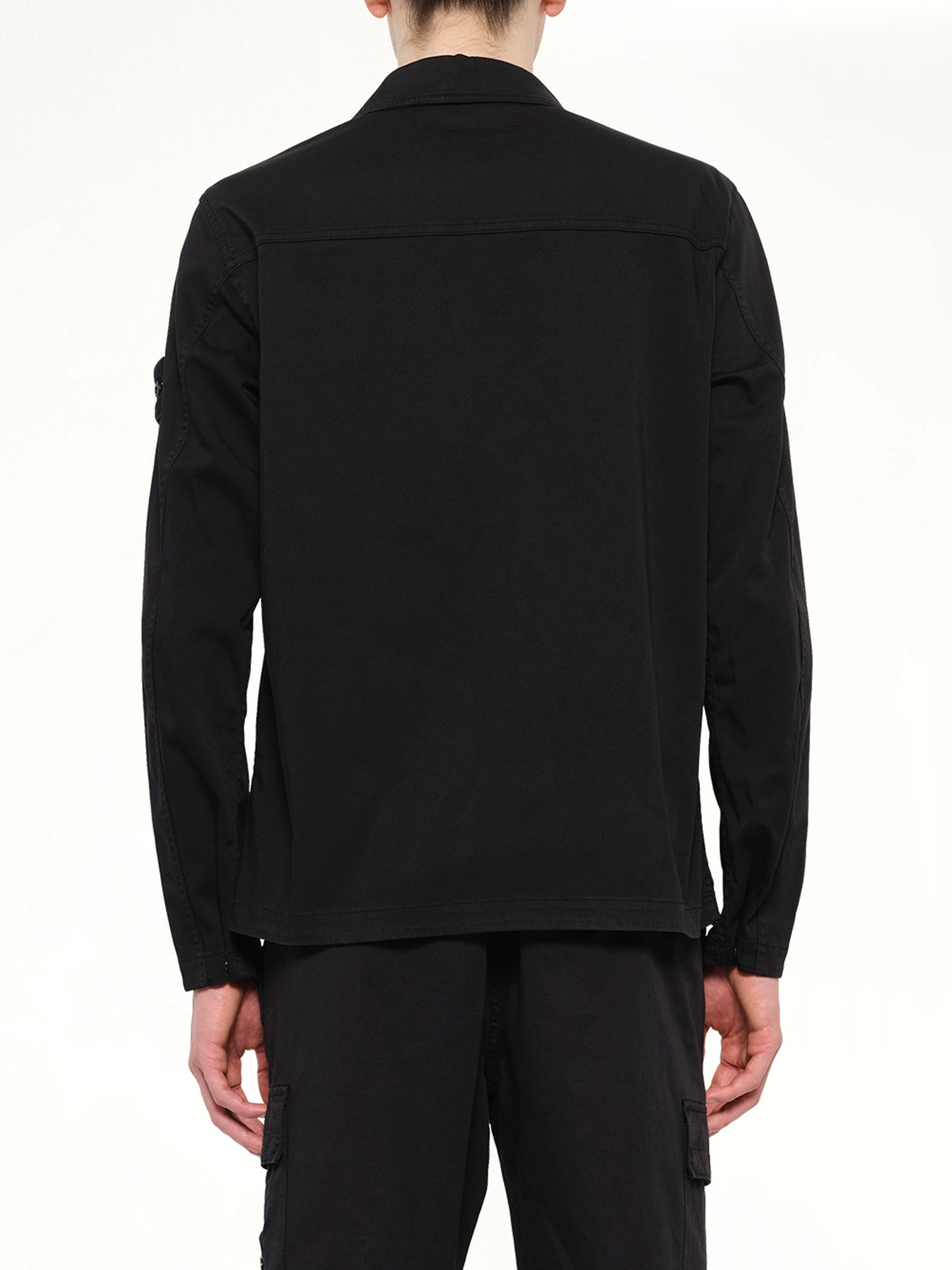 1200010 Cotton Zip-Up Shirt in Black