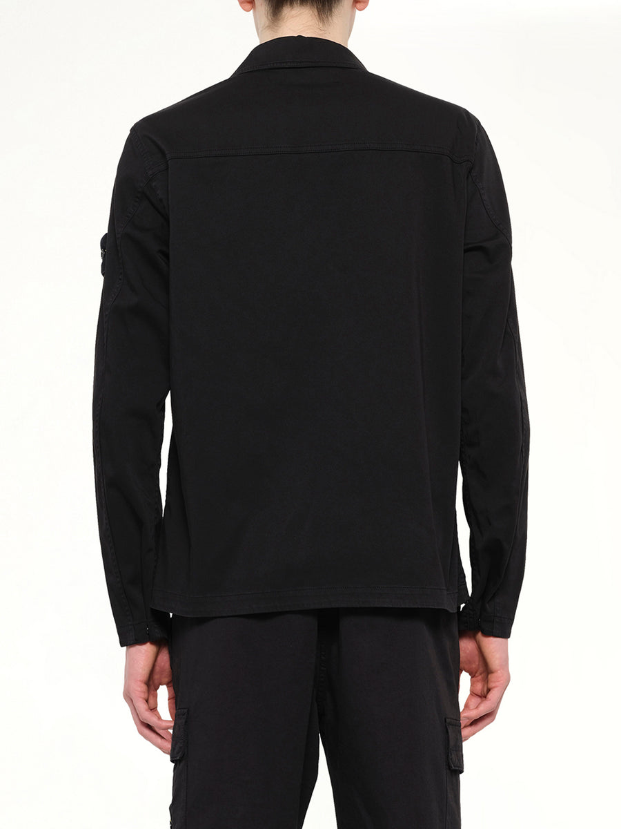 1200010 Cotton Zip-Up Shirt in Black