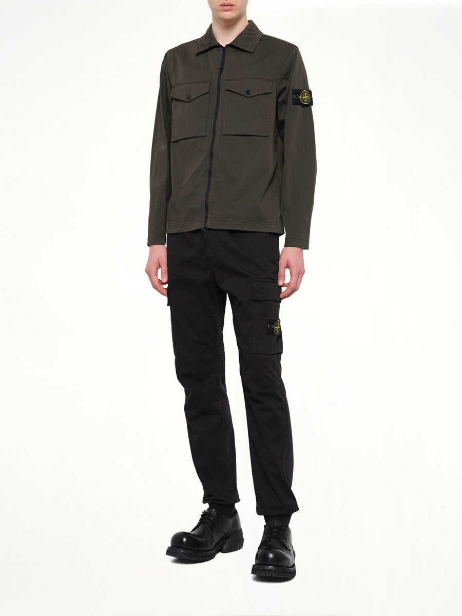 1200010 Cotton Zip-Up Shirt in Coal Grey