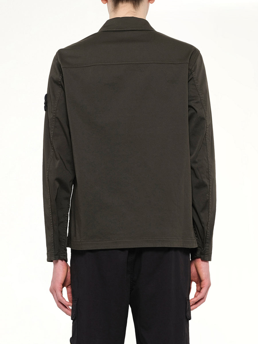 1200010 Cotton Zip-Up Shirt in Coal Grey