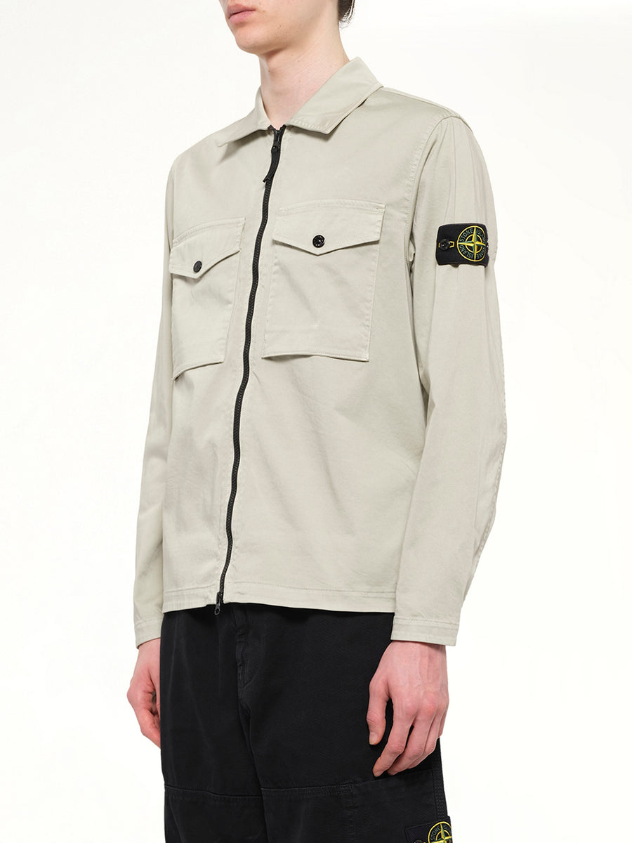 1200010 Cotton Zip-Up Shirt in Sand