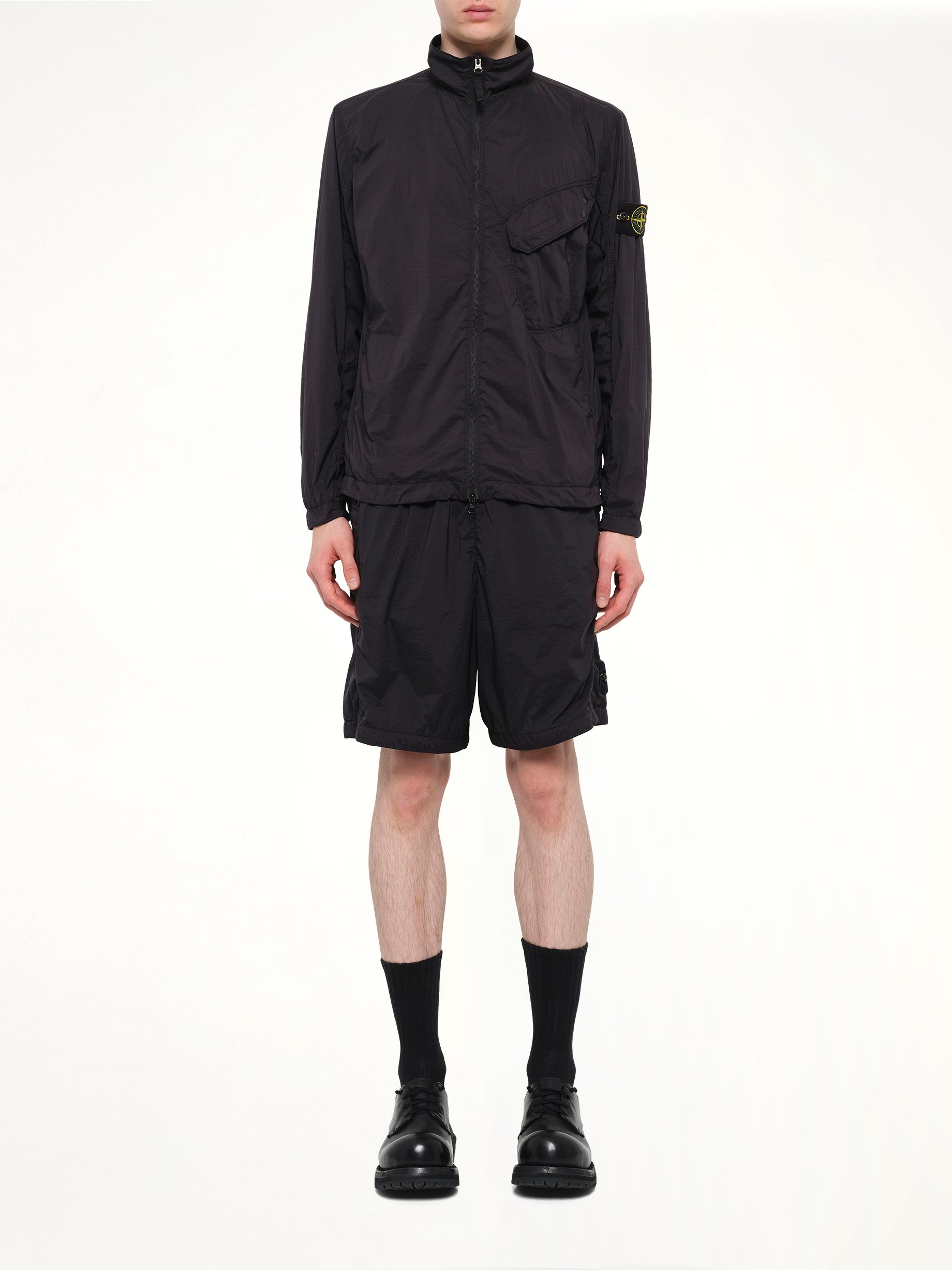 1200015 Ultra Light Nylon Stretch Zip Shirt in Black