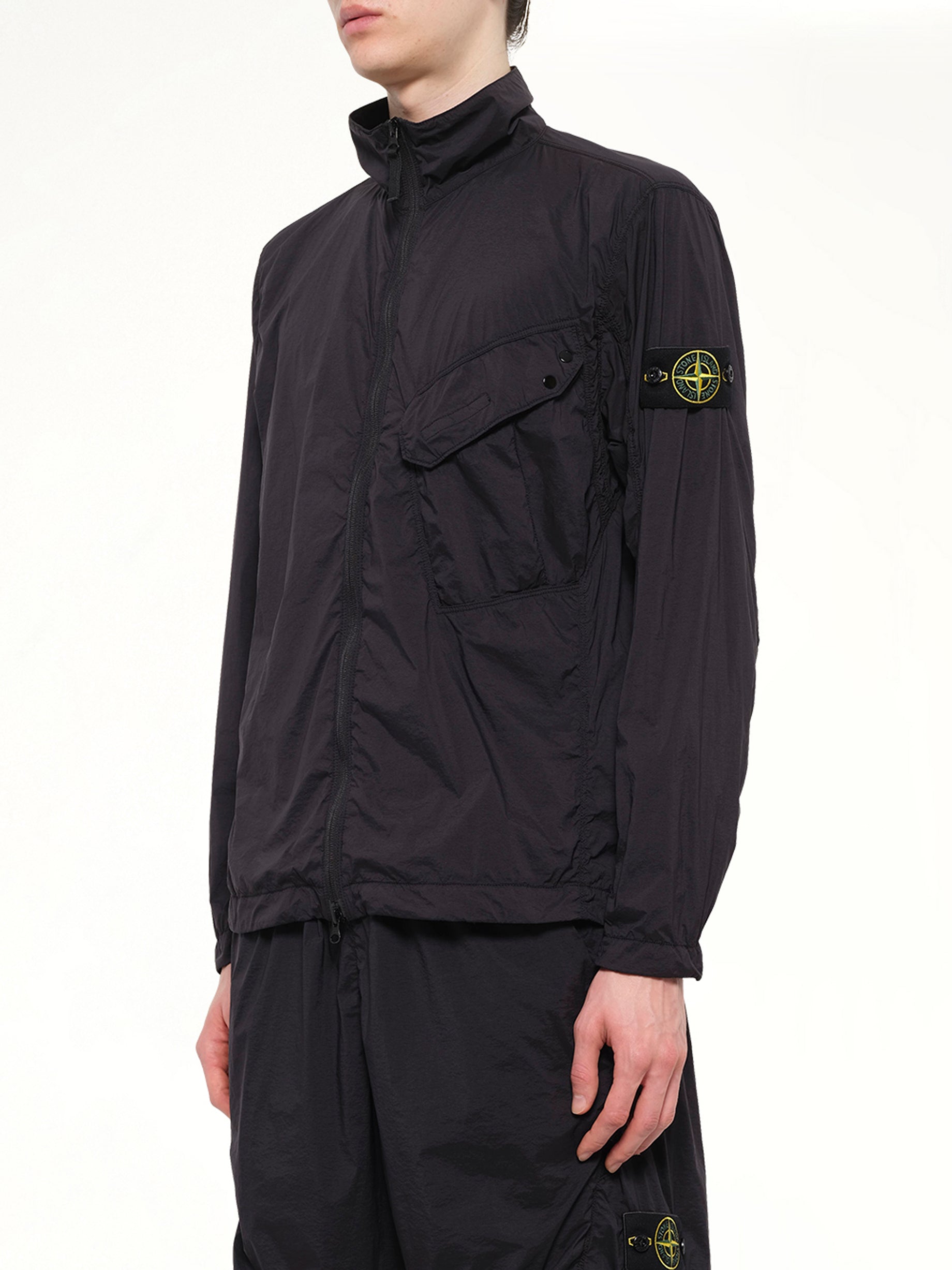 1200015 Ultra Light Nylon Stretch Zip Shirt in Black