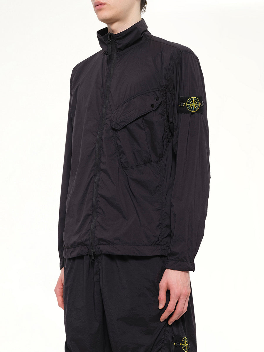 1200015 Ultra Light Nylon Stretch Zip Shirt in Black