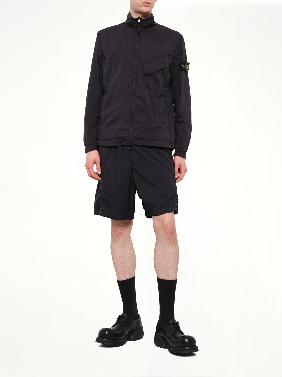 1200015 Ultra Light Nylon Stretch Zip Shirt in Black