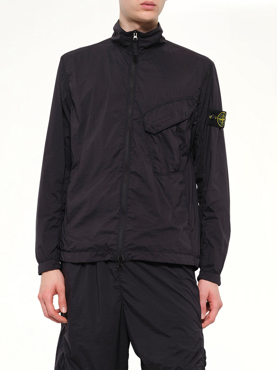 1200015 Ultra Light Nylon Stretch Zip Shirt in Black