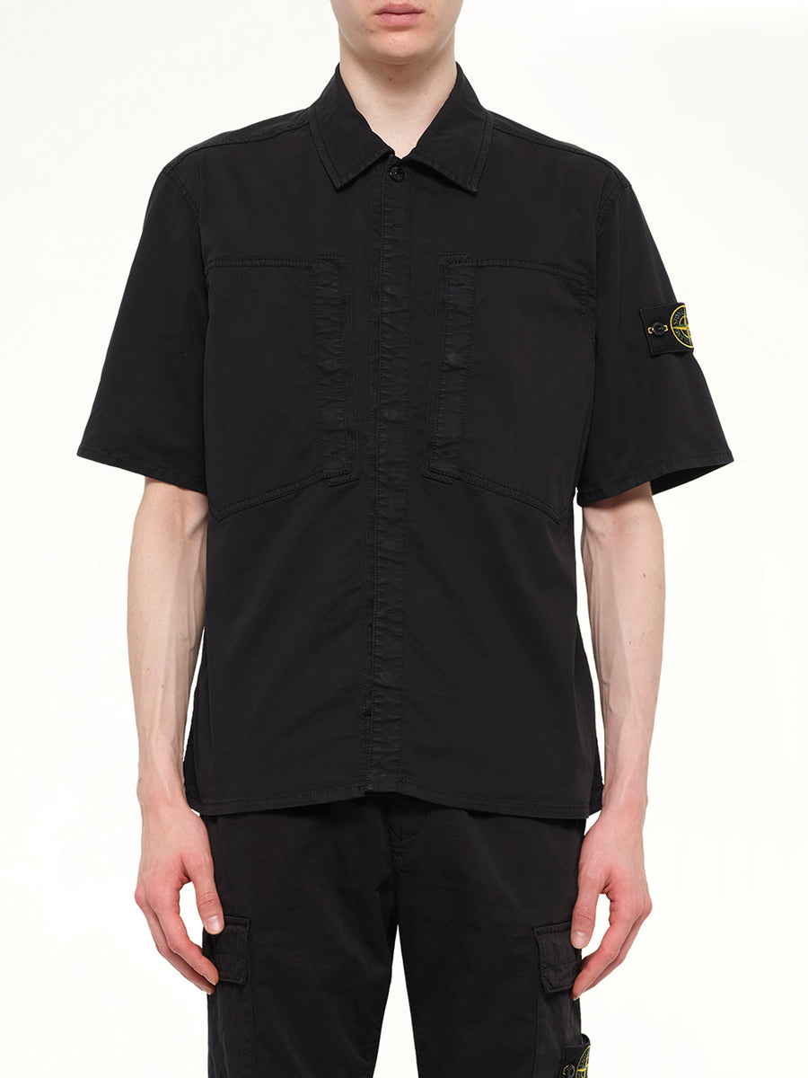 1200037 Stretch Organic Cotton SS Shirt in Black
