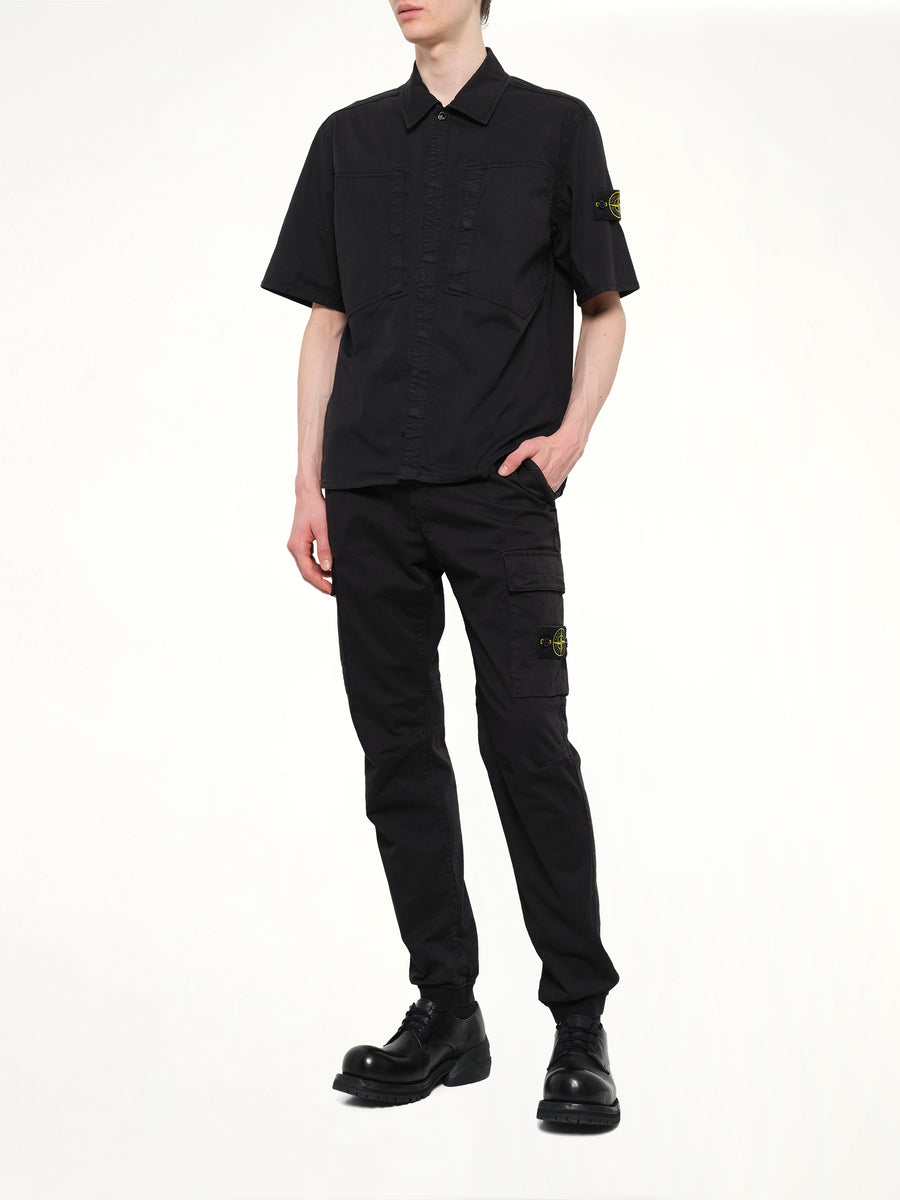 1200037 Stretch Organic Cotton SS Shirt in Black