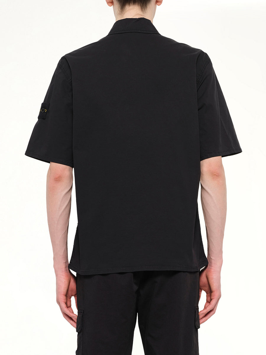 1200037 Stretch Organic Cotton SS Shirt in Black