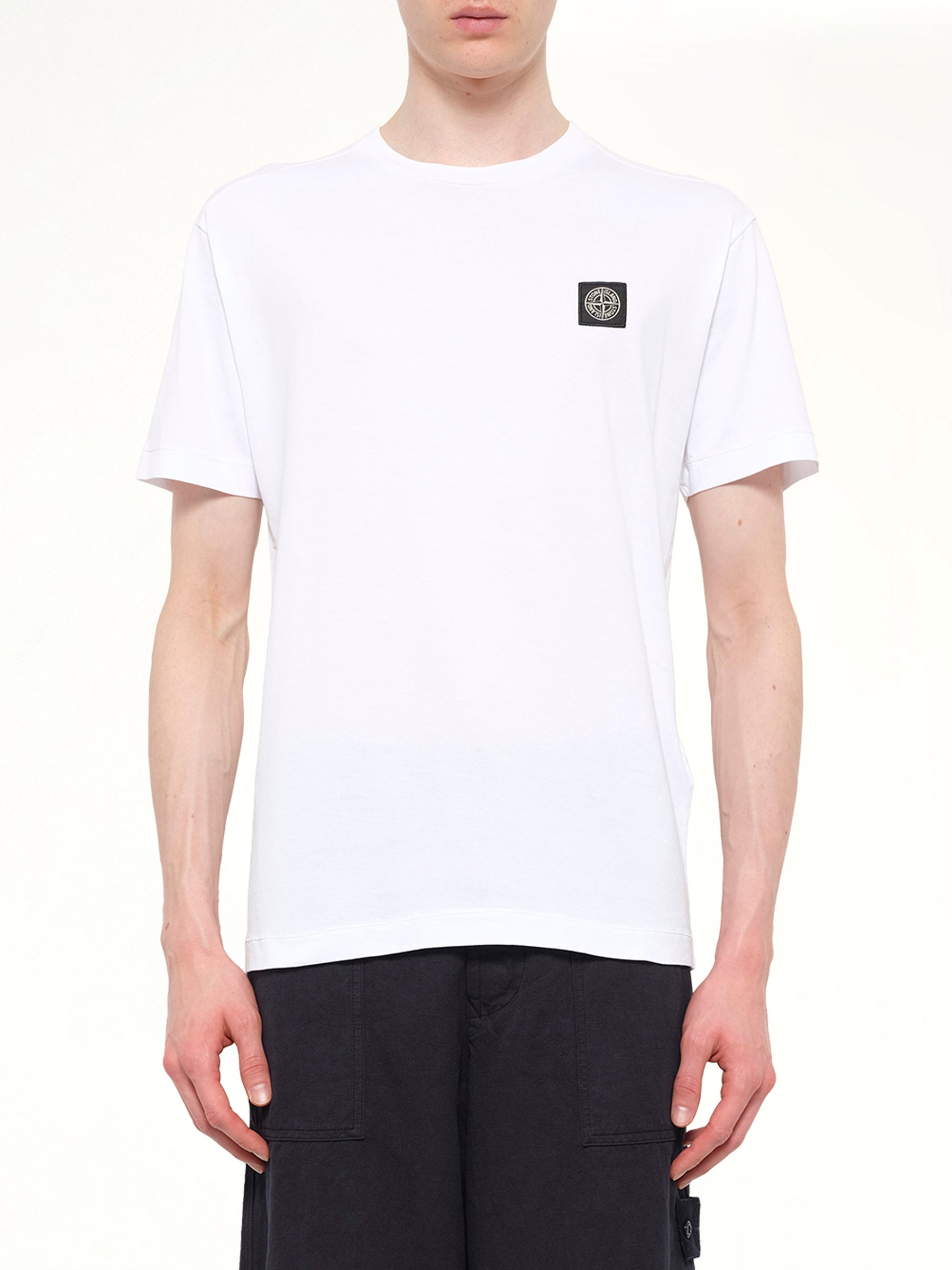 2100027 Cotton Compass Patch T-Shirt in White