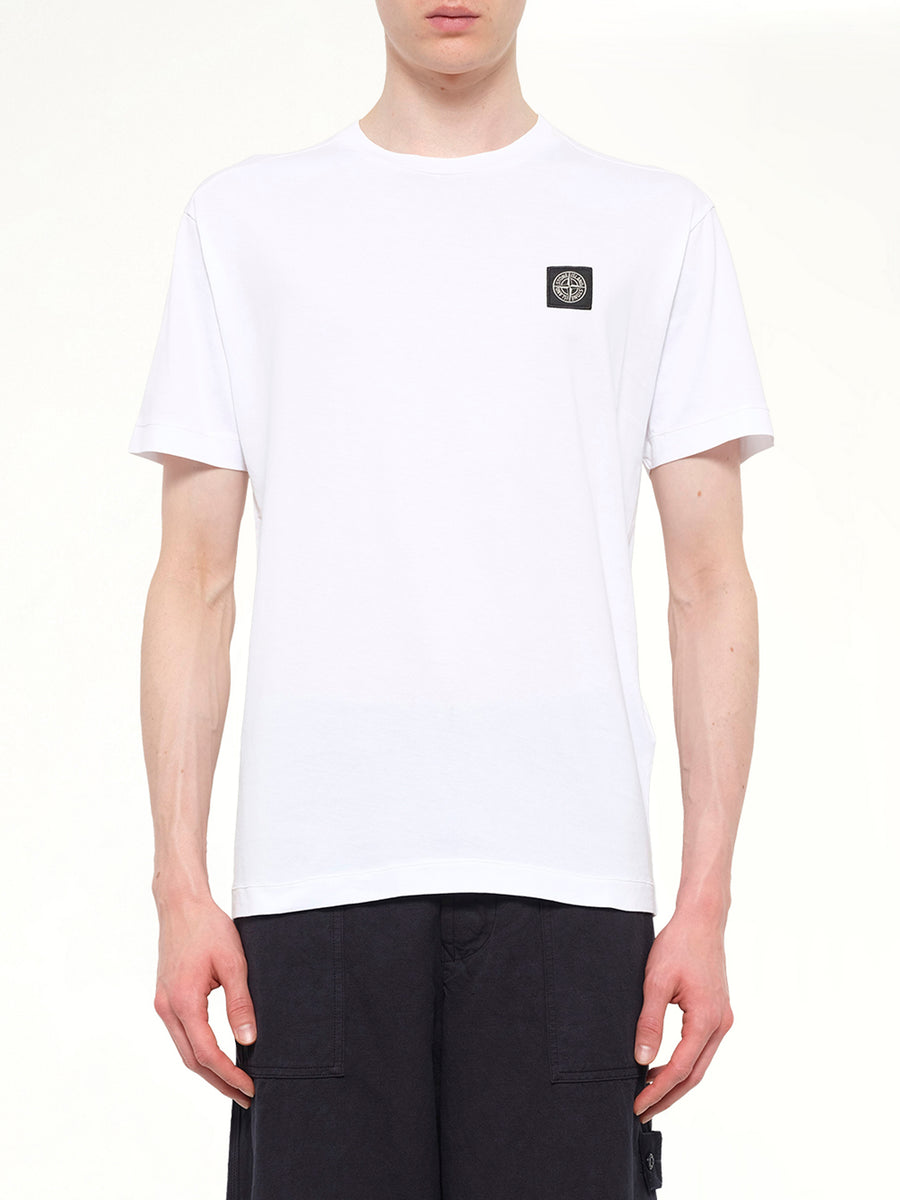 2100027 Cotton Compass Patch T-Shirt in White