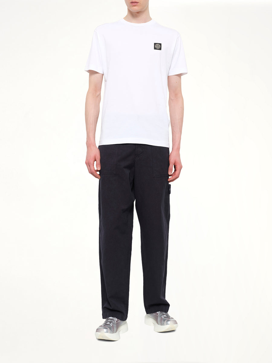 2100027 Cotton Compass Patch T-Shirt in White