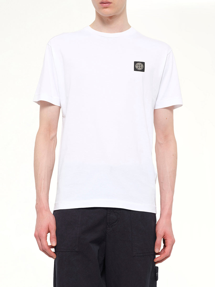 2100027 Cotton Compass Patch T-Shirt in White