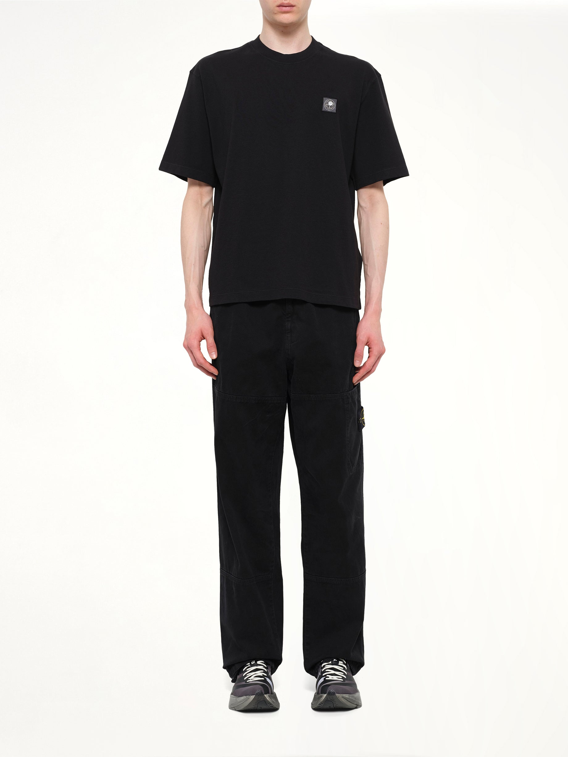 2100030 Cotton Compass Patch T-Shirt in Black